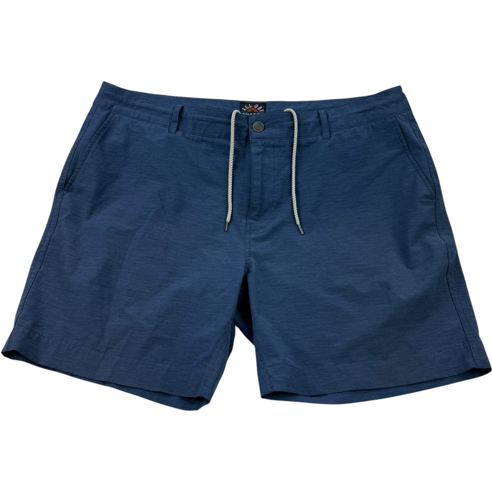 Faherty Blue Drawstring All Day Shorts Cotton Spandex Zipper Pocket Men's 38x7